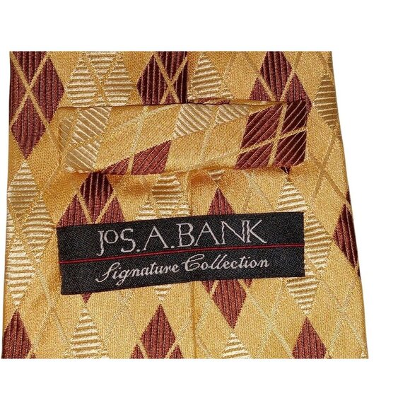 JOS A BANK 100% Silk Tie Men's Gold  Brown Made In Italy Necktie - Picture 4 of 8